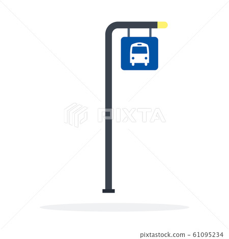 Bus stop post vector flat material design isolated object on white background. 61095234