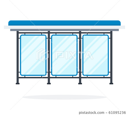 Glass bus stop vector flat material design isolated object on white background. 61095236