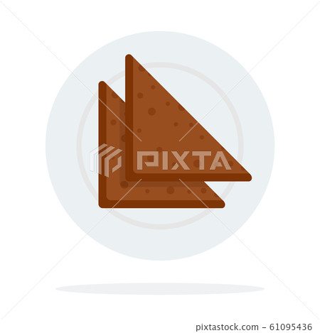 Triangular bread on a plate vector flat material design isolated object on white background. Triangular bread on a plate vector flat material design isolated object on white background. 61095436