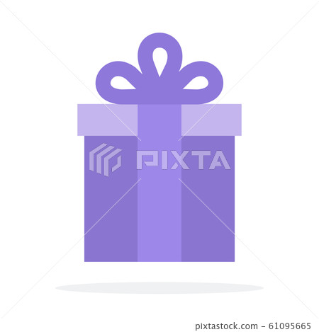 Lilac gift box vector flat material design isolated object on white background. Lilac gift box vector flat material design isolated object on white background. 61095665