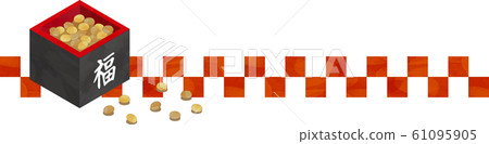 Setsubun _ Bean sowing _ Fukuzu _ Checkered _ Evil repellent _ Soybean _ Event _ Customs _ Masu _ Roasted beans _ Illustration _ Vector 61095905