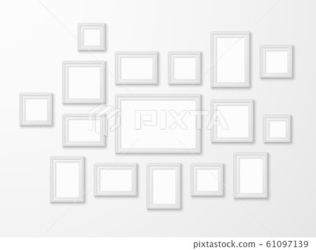 White image frames. Realistic picture frame in different forms mockups, art gallery blank framing template for modern interior vector set 61097139