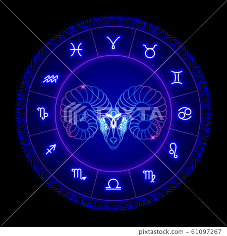 Aries zodiac sign, horoscope symbol, vector 61097267