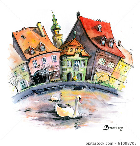 Watercolor sketch of Bamberg Watercolor sketch of Bamberg 61098705