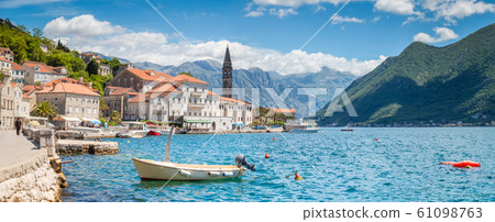Historic town of Perast at Bay of Kotor in summer, Montenegro, Balkans region, Europe 61098763