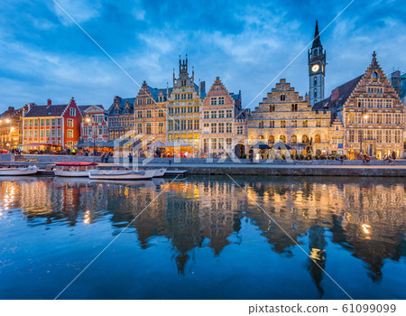 Twilight view of Ghent, Flanders, Belgium Twilight view of Ghent, Flanders, Belgium 61099099