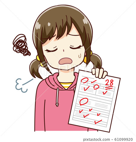 Illustration of a girl whose grade is down - Stock Illustration ...