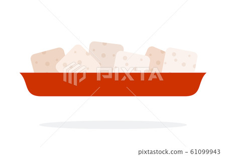 Sugar cubes on a plate vector flat isolated Sugar cubes on a plate vector flat isolated 61099943
