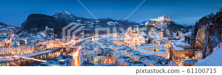 Salzburg panorama at Christmas time in winter, Austria 61100715