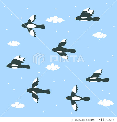 Korean traditional objects vector illustration-magpie, cloud, snow pattern Korean traditional objects vector illustration-magpie, cloud, snow pattern 61100828