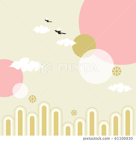 Korean traditional objects vector illustrations-magpie, cloud, mountain pattern Korean traditional objects vector illustrations-magpie, cloud, mountain pattern 61100830