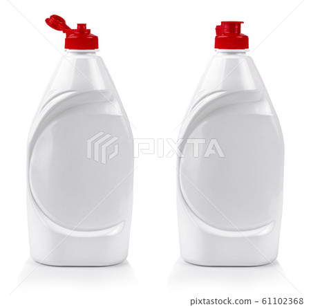 White plastic bottle for liquid detergent with red lid White plastic bottle for liquid detergent with red lid 61102368