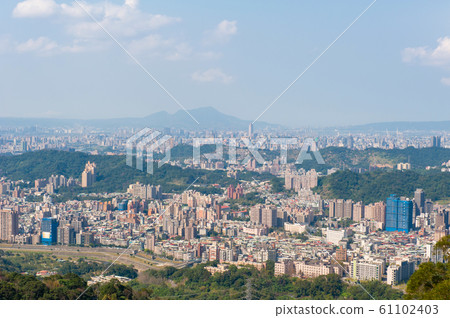 台北市天際，大都會區，全景 61102403