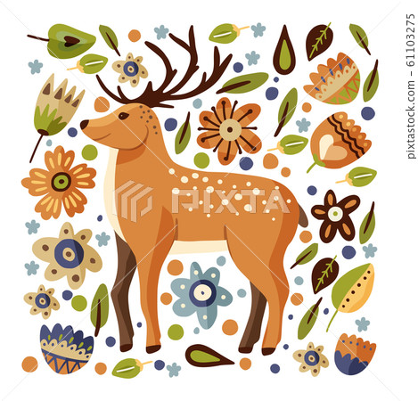 Cute cartoon vector deer. Cute cartoon vector deer. 61103275