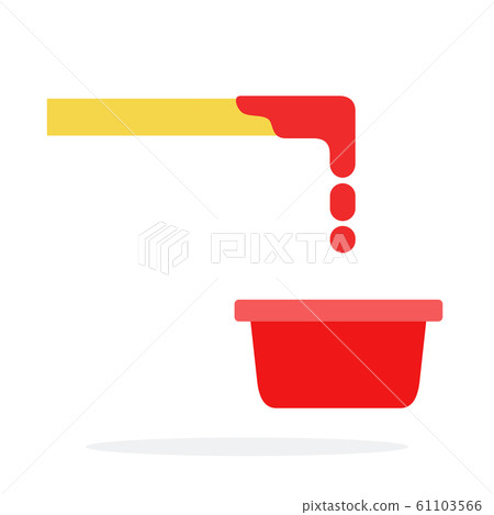 Dipping French fries in ketchup 61103566