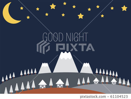 Night landscape frame crescent moon and stars 61104523