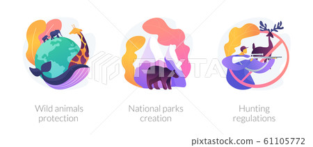 Wildlife defence, fauna care, environmental conservation vector concept metaphor. 61105772