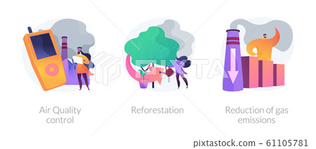 Environment protection measures, flora restoration, atmosphere purification vector concept metaphors. 61105781