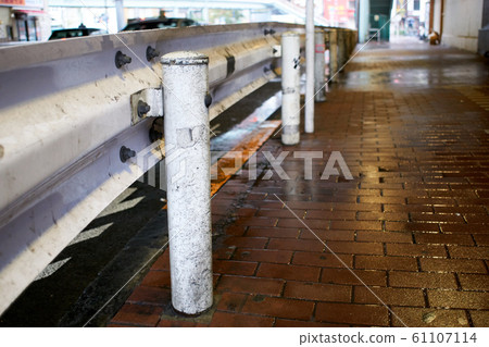 Guardrail, sidewalk, rain, up Guardrail, sidewalk, rain, up 61107114