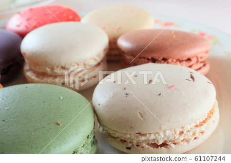 Colorful French baked goods macaroons Colorful French baked goods macaroons 61107244