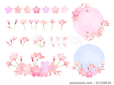 水彩手繪風櫻花插畫素材集 61109016