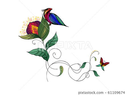 Summer tropical flat flower. Colorful abstract 61109674