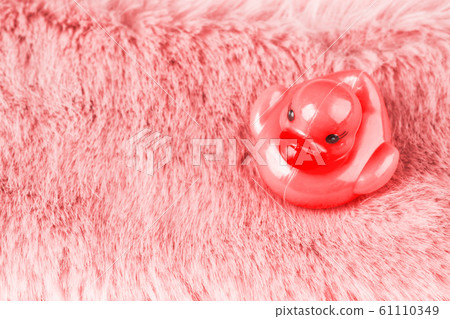 Pink faux fur with rubber duck. Social media Pink faux fur with rubber duck. Social media 61110349