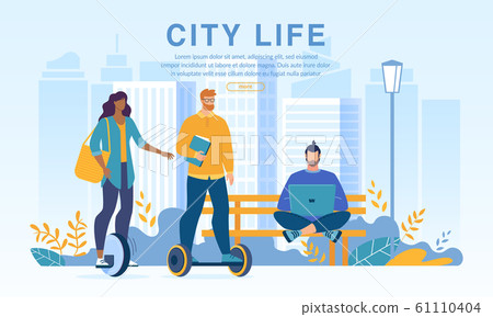 People City Dwellers in Park on Eco Transport People City Dwellers in Park on Eco Transport 61110404