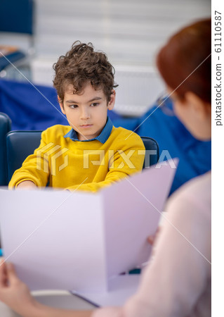 Upset pupil having no will to speak Upset pupil having no will to speak 61110587