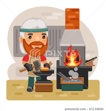 Cartoon Blacksmith with a Hammer Cartoon Blacksmith with a Hammer 61110600