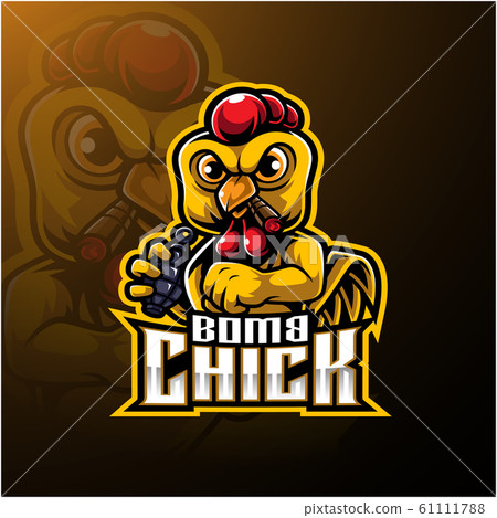 Angry chick esport mascot logo design with bomb Angry chick esport mascot logo design with bomb 61111788