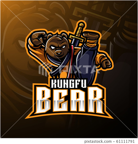 Kungfu bear mascot logo with a sword Kungfu bear mascot logo with a sword 61111791