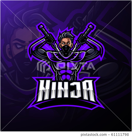 Ninja Esport Mascot Logo Design Stock Illustration