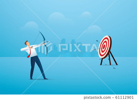 businessman with bow aiming the target. concept business vector illustration EPS10 61112901