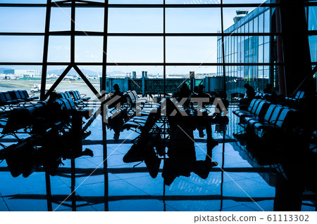 Beijing International Airport waiting room and silhouette Beijing International Airport waiting room and silhouette 61113302
