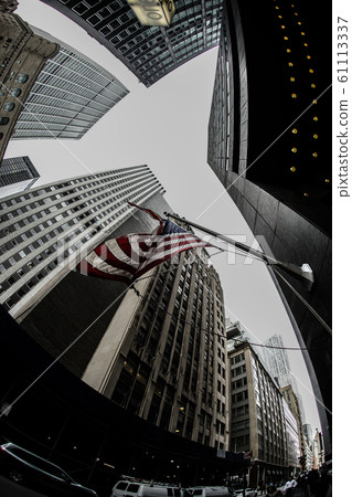 New York Wall Street and Stars and Stripes New York Wall Street and Stars and Stripes 61113337