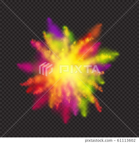 Realistic color dust for Holi festival on dark... - Stock Illustration  [61113602] - PIXTA