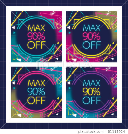 霓虹燈90％OFF橫幅（正方形） 61113924