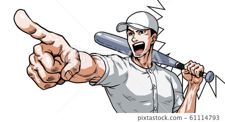 Baseball, koshien, pointing, bat, speech balloon, effect line, tears Baseball, koshien, pointing, bat, speech balloon, effect line, tears 61114793