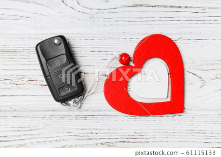 Top view of a present for Valentine's Day on Top view of a present for Valentine's Day on 61115133