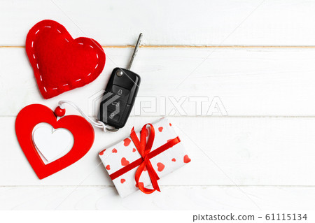 Top view of a present for Valentine's Day on 61115134
