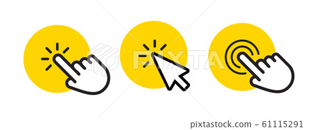Click poineter icons set, cursor and point web graphic element, buttons template. Vector icons set 61115291