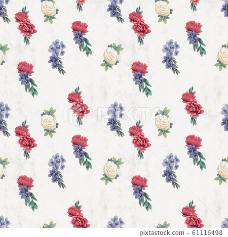 Watercolor floral seamless pattern. Hand painted flowers, greeting card template or wrapping paper 61116498