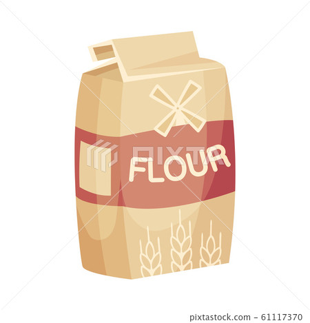 Package of Flour, Baking and Cooking Ingredient Vector Illustration 61117370