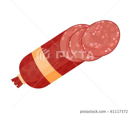 Fresh Salami Sausage Meat Product, Culinary Ingredient Vector Illustration 61117372