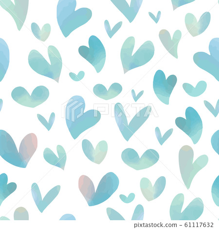 Watercolor style heart seamless pattern - Stock Illustration [61117632 ...