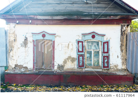 Slavic old historic living house russian facade 61117964