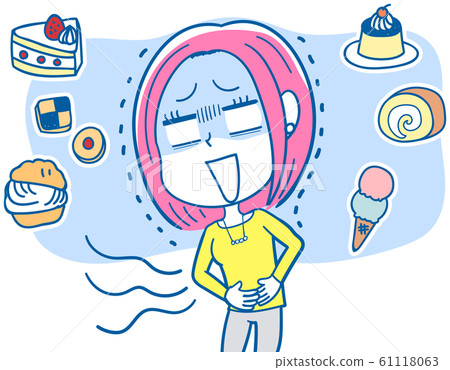 圖庫插圖:一個想要吃糖果的年輕女子 圖庫插圖:一個想要吃糖果的年輕女子 61118063