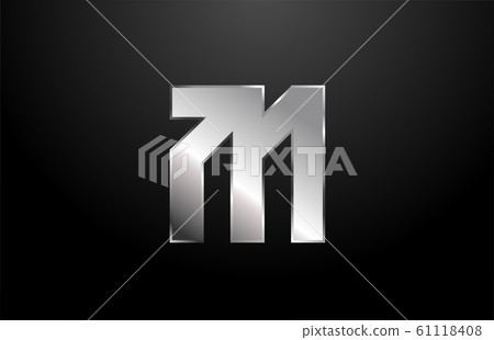 silver metal alphabet letter M logo icon design - Stock Illustration ...