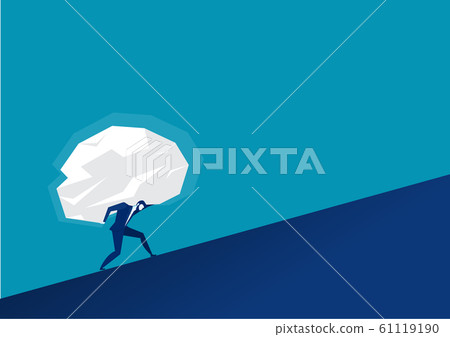 Businessman carrying huge stones forward to success concept vector 61119190